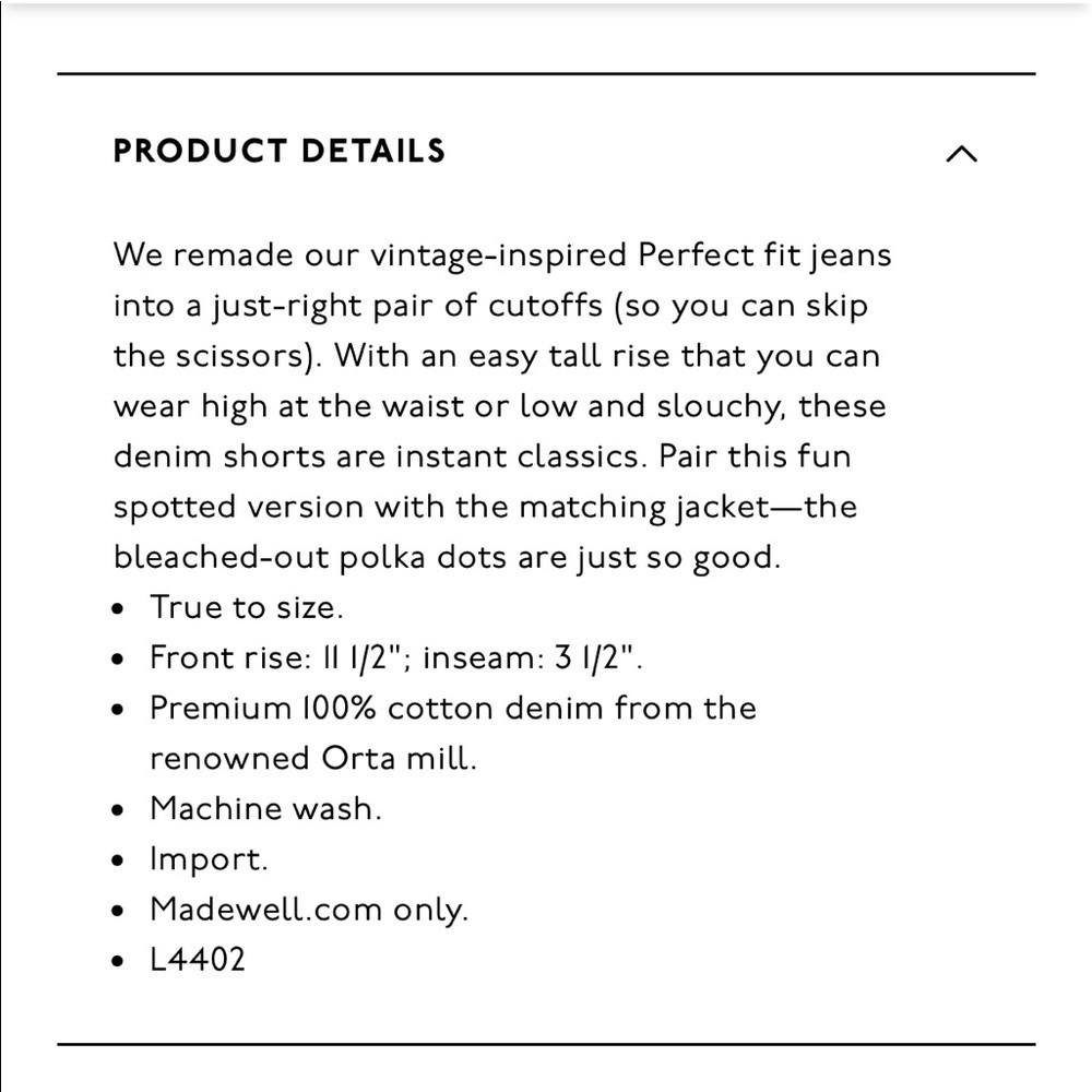 Madewell NWT The Perfect Vintage Jean Short: Polka Dot Edition Size 26 Highrise - Picture 5 of 16